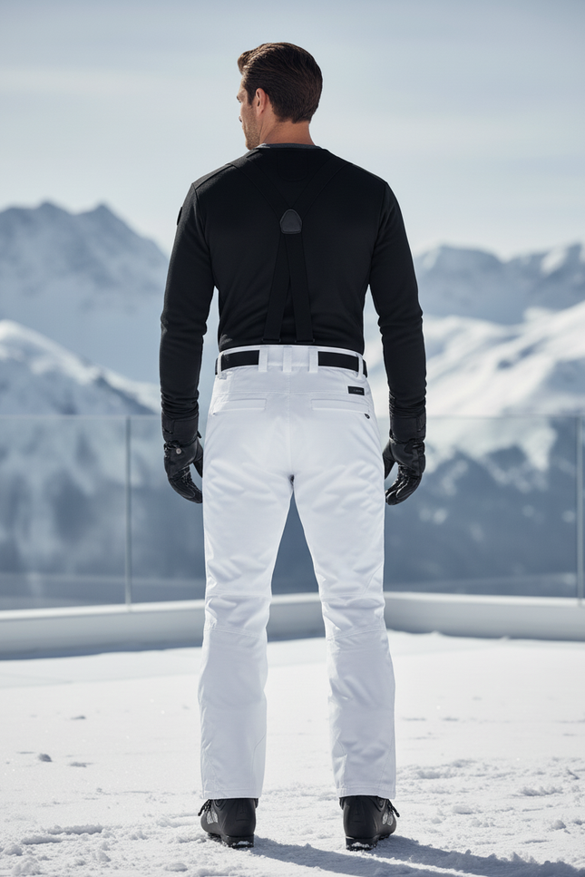 Pantalon De Ski Blanc Imperméable Thermique Bretelles Homme - Polyester - vue 2