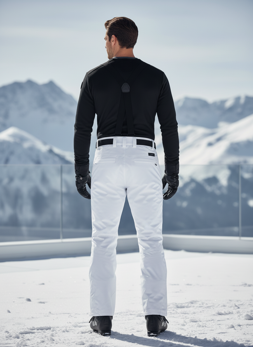 Pantalon De Ski Blanc Imperméable Thermique Bretelles Homme - Polyester - vue 2