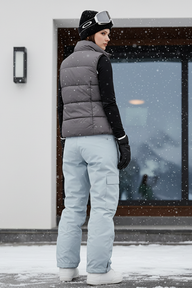 Pantalon De Ski Bleu Ciel Ample Imperméable Cargo Femme - Polyester - vue 2