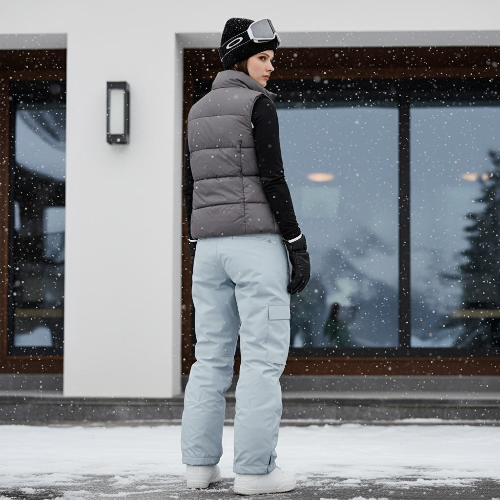 Pantalon De Ski Bleu Ciel Ample Imperméable Cargo Femme - Polyester - vue 2
