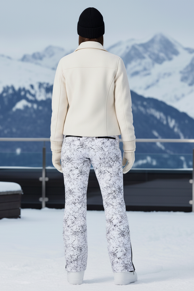 Pantalon De Ski Imprimé Éclaboussures Blanc Noir Bretelles Femme - Polyester - vue 2