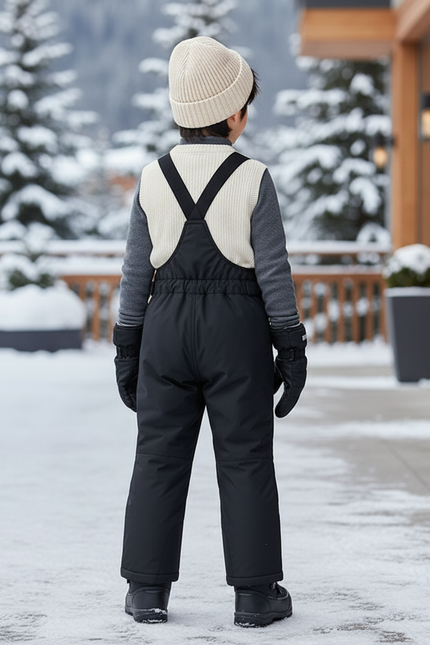 Pantalon De Ski Noir Enfant Bretelles Imperméable Matelassé - Polyester - vue 2