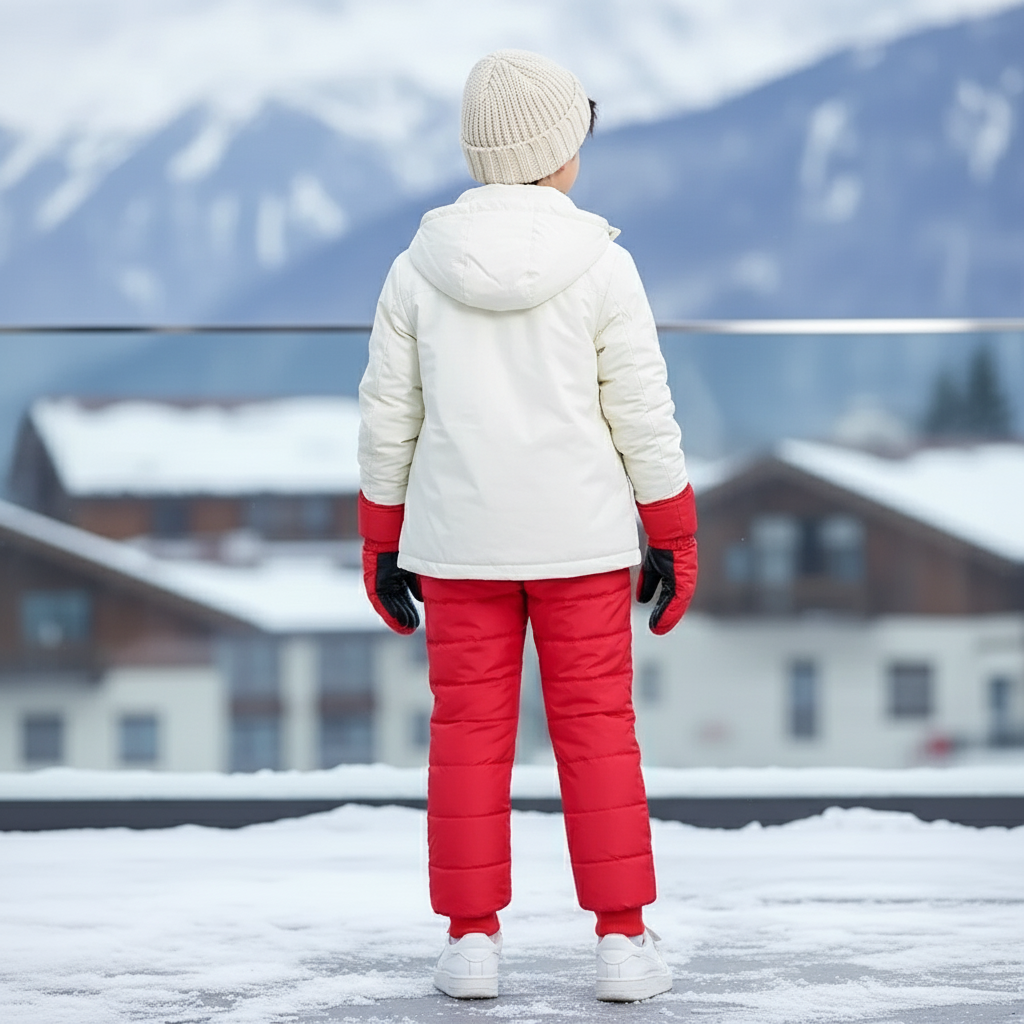Pantalon De Ski Rouge Matelassé Imperméable Enfant Hiver - Polyester - vue 2