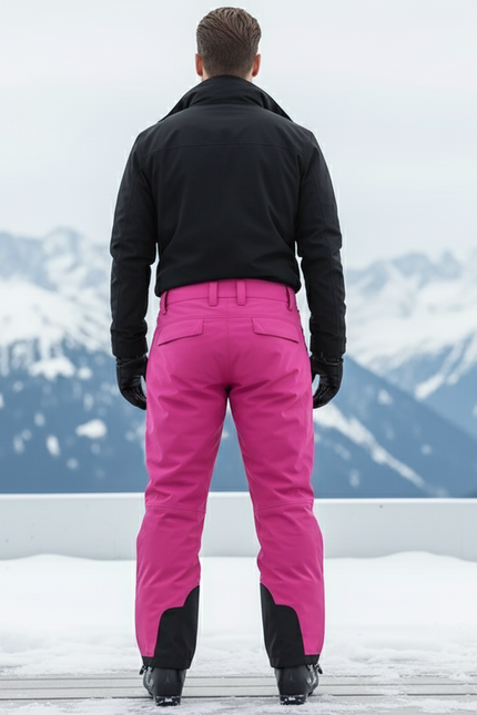 Pantalon De Ski Fuchsia Imperméable Bretelles Homme - Rose Polyester - vue 2