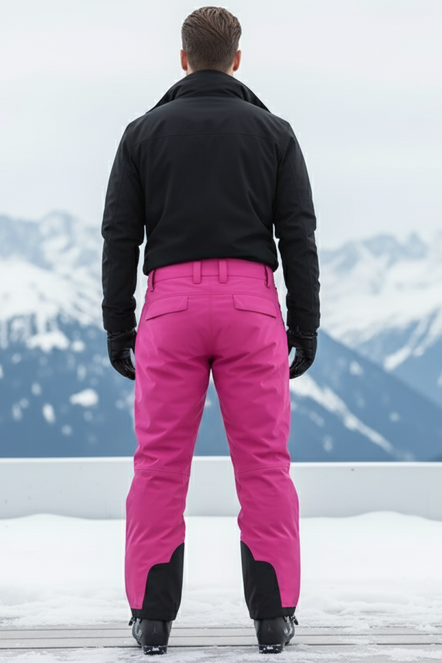 Pantalon De Ski Fuchsia Imperméable Bretelles Homme - Rose Polyester - vue 2