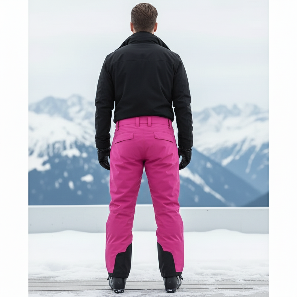 Pantalon De Ski Fuchsia Imperméable Bretelles Homme - Rose Polyester - vue 2