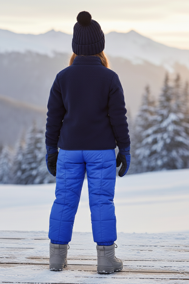 Pantalon De Ski Enfant Bleu Rembourré Chaud Hiver - Polyester - vue 2