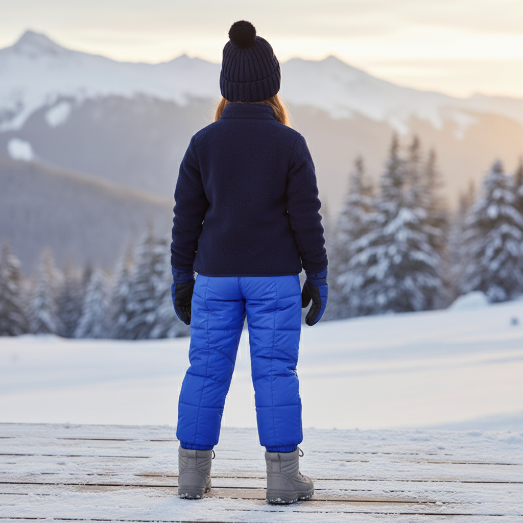 Pantalon De Ski Enfant Bleu Rembourré Chaud Hiver - Polyester - vue 2