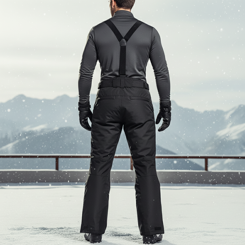 Pantalon De Ski Noir Thermique Bretelles Homme Imperméable - Polyester - vue 2