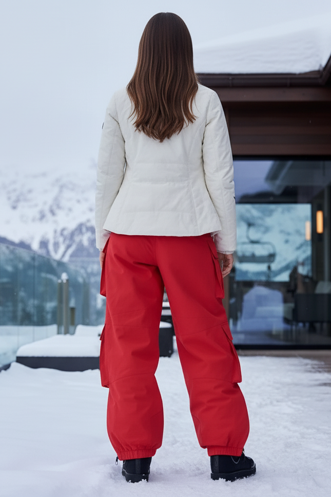 Pantalon De Ski Rouge Ample Imperméable Cargo Femme - Polyester - vue 2