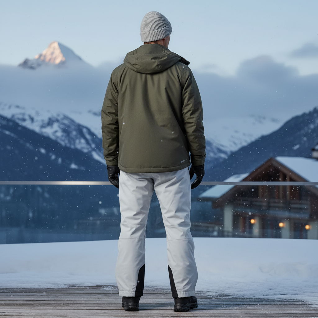 Pantalon De Ski Homme Imperméable Coupe Droite Gris Clair Hiver - Polyester - vue 2