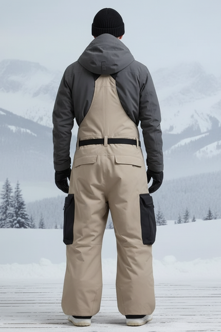 Pantalon De Ski Beige Ample Imperméable Bretelles Homme - Polyester - vue 2
