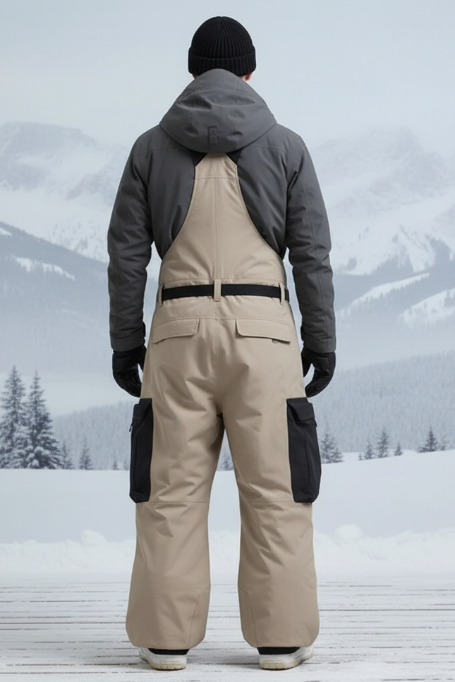 Pantalon De Ski Beige Ample Imperméable Bretelles Homme - Polyester - vue 2