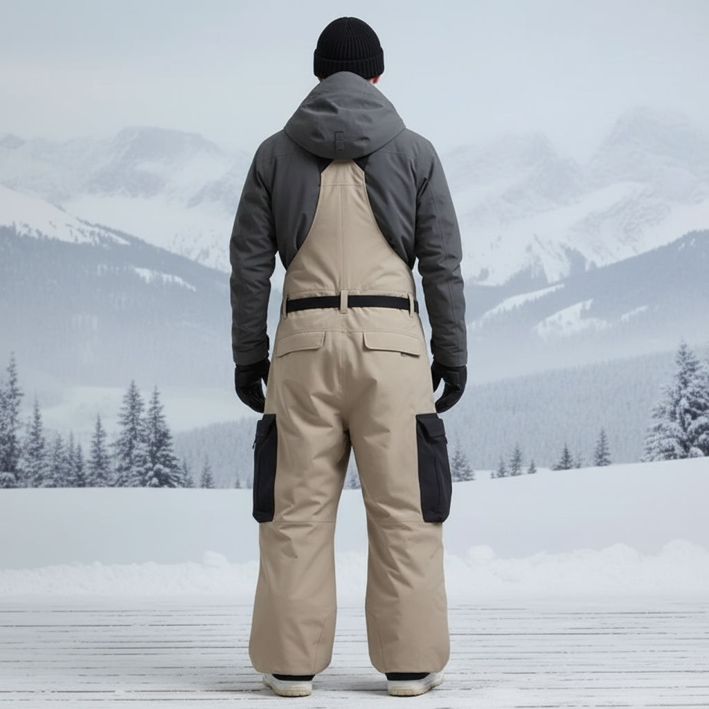 Pantalon De Ski Beige Ample Imperméable Bretelles Homme - Polyester - vue 2