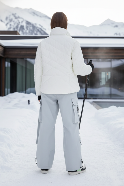 Pantalon De Ski Gris Clair Cargo Ample Impermémeable - Polyester - vue 2