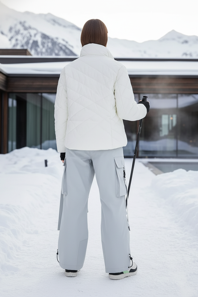 Pantalon De Ski Gris Clair Cargo Ample Impermémeable - Polyester - vue 2