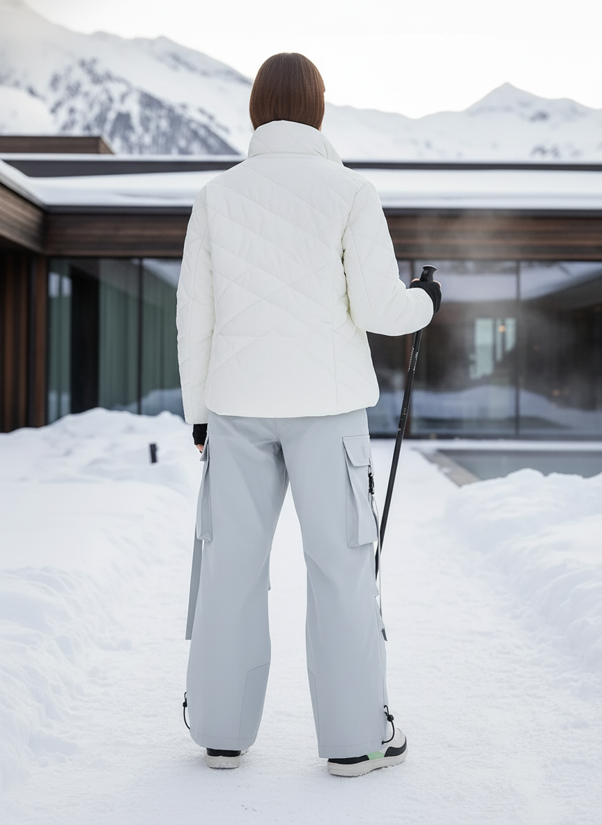 Pantalon De Ski Gris Clair Cargo Ample Impermémeable - Polyester - vue 2
