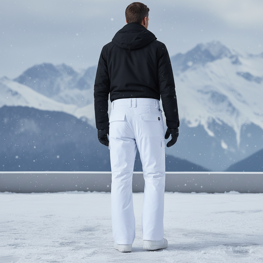 Pantalon De Ski Salopette Blanc Imperméable Chaud Homme - Polyester - vue 2