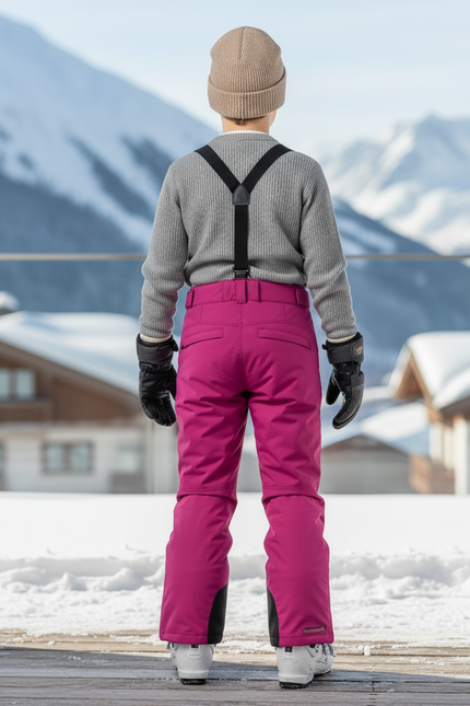 Pantalon De Ski Enfant Rose Vif Imperméable Bretelles - Polyester - vue 2