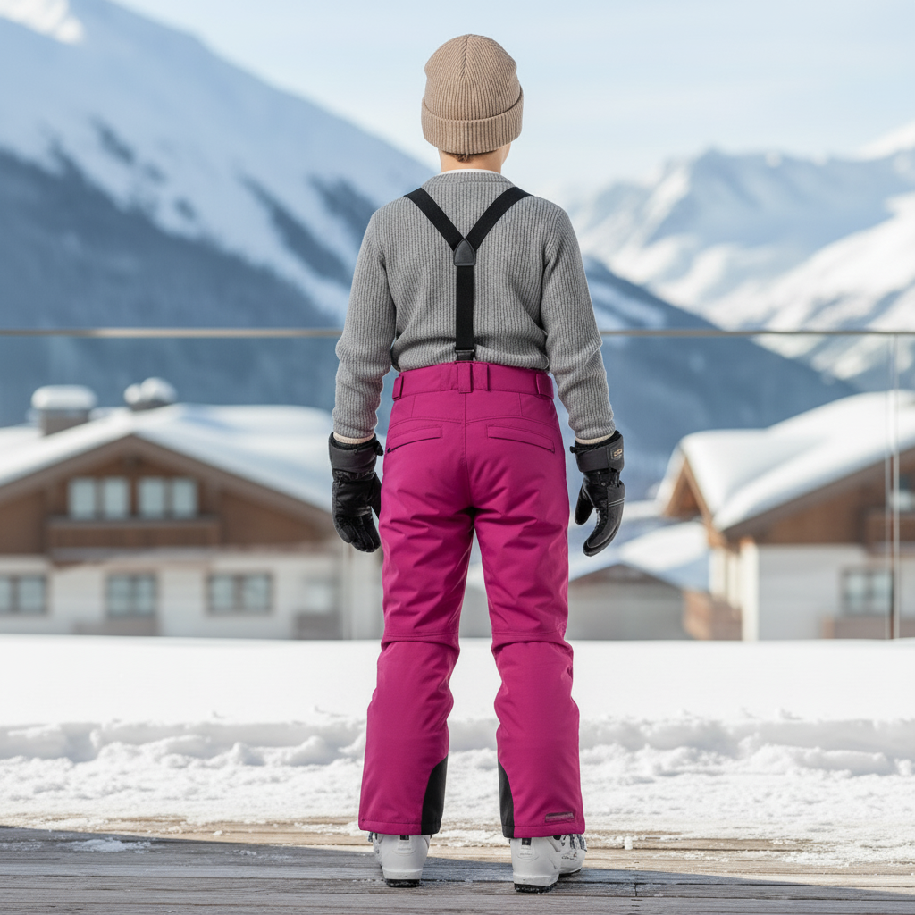 Pantalon De Ski Enfant Rose Vif Imperméable Bretelles - Polyester - vue 2