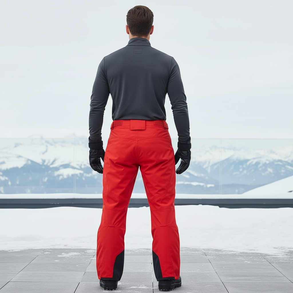 Pantalon De Ski Rouge Imperméable Homme Coupe Droite - Polyester - vue 2
