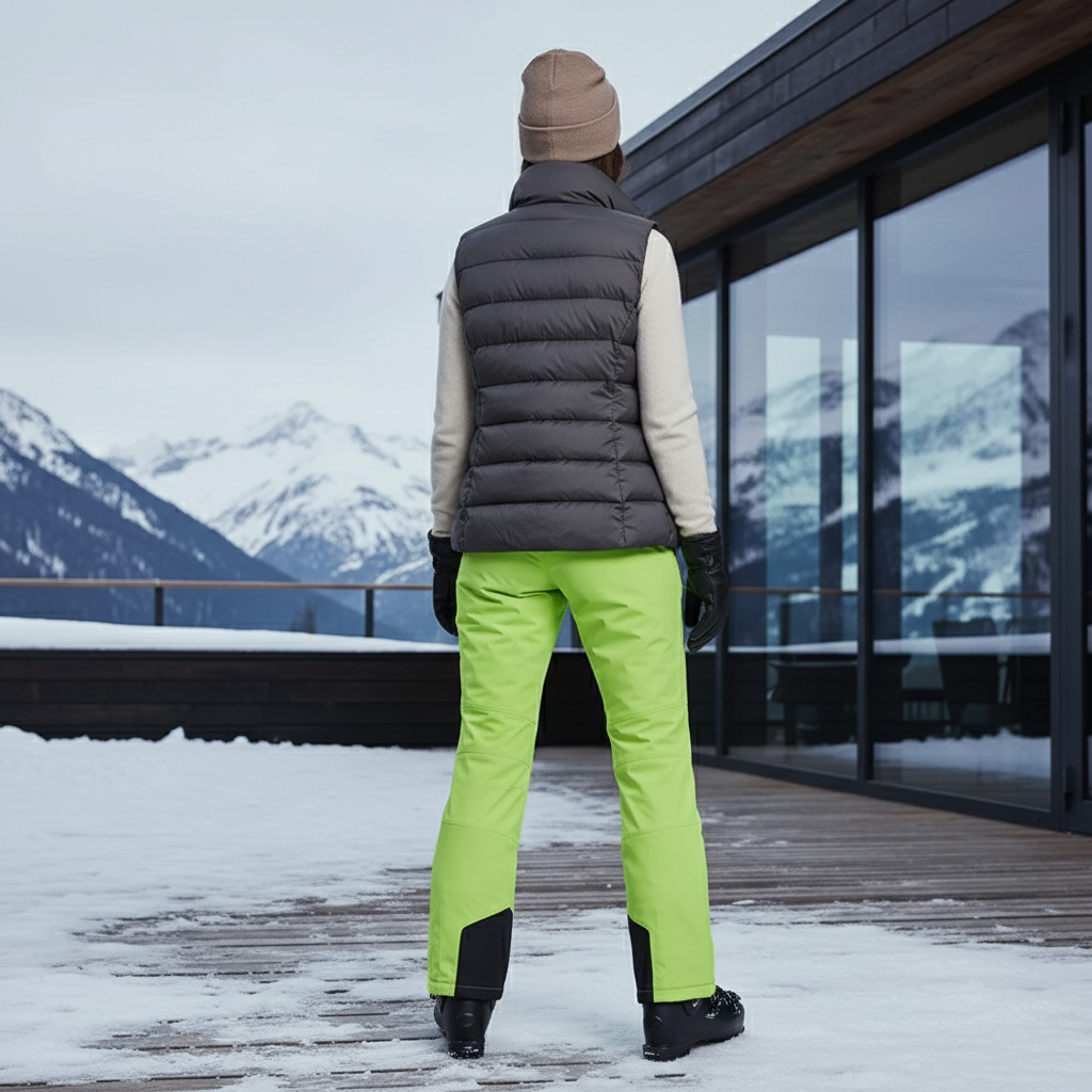 Pantalon De Ski Vert Fluorescent Coupe Droite Imperméable Femme - Polyester - vue 2