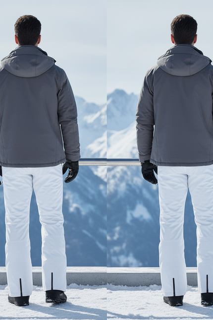 Pantalon De Ski Blanc Homme Imperméable Coupe Droite Zippé - Polyester - vue 2