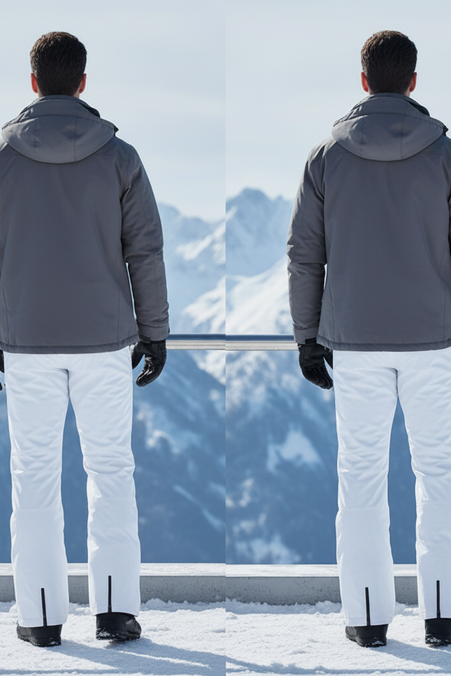 Pantalon De Ski Blanc Homme Imperméable Coupe Droite Zippé - Polyester - vue 2