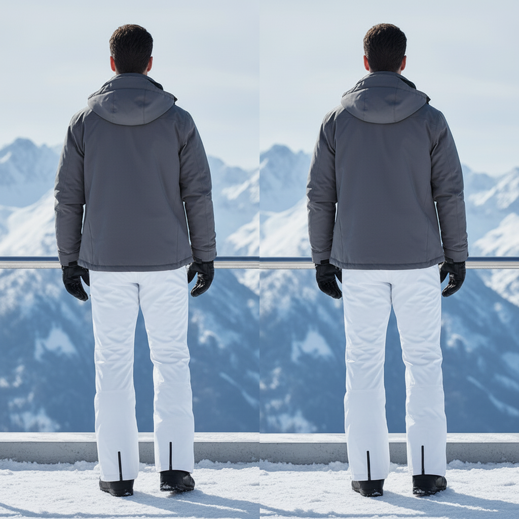 Pantalon De Ski Blanc Homme Imperméable Coupe Droite Zippé - Polyester - vue 2