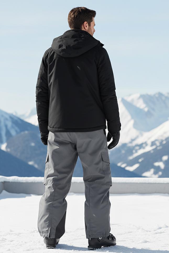 Pantalon De Ski Gris Ample Homme Imperméable Cargo - Polyester - vue 2