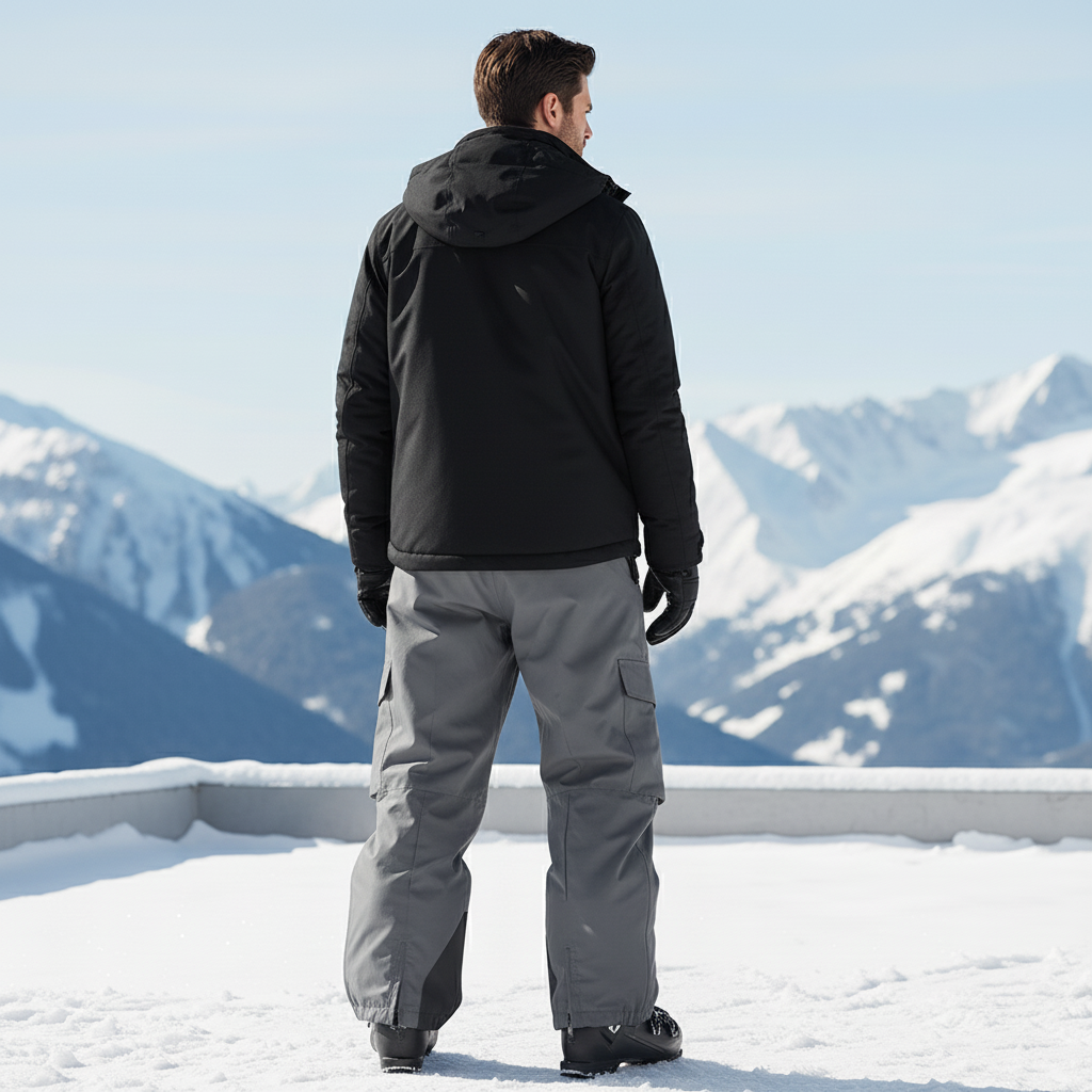 Pantalon De Ski Gris Ample Homme Imperméable Cargo - Polyester - vue 2