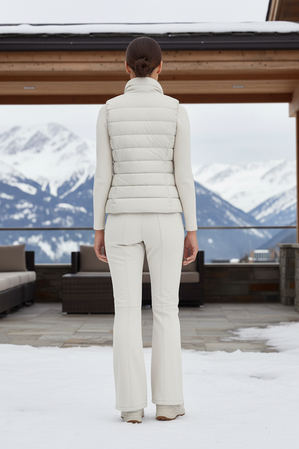 Pantalon De Ski Écru Évasé Imperméable Doublé Polaire Femme - Beige Polyester - vue 2