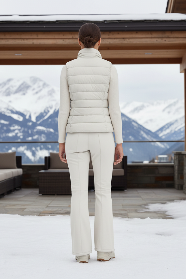 Pantalon De Ski Écru Évasé Imperméable Doublé Polaire Femme - Beige Polyester - vue 2