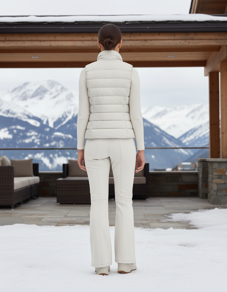 Pantalon De Ski Écru Évasé Imperméable Doublé Polaire Femme - Beige Polyester - vue 2