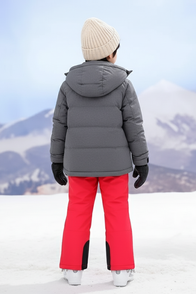 Pantalon De Ski Rouge Enfant Imperméable Bretelles Hiver - Polyester - vue 2