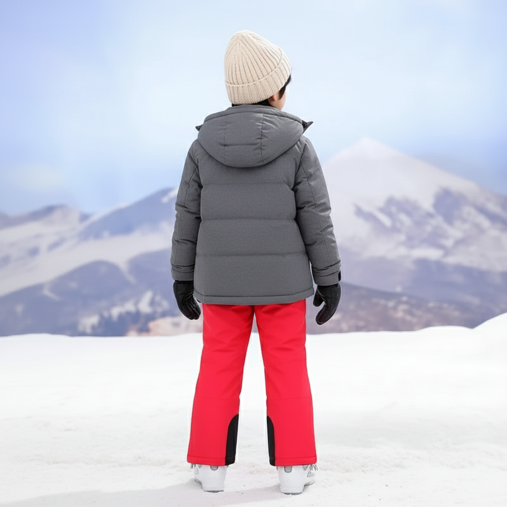 Pantalon De Ski Rouge Enfant Imperméable Bretelles Hiver - Polyester - vue 2