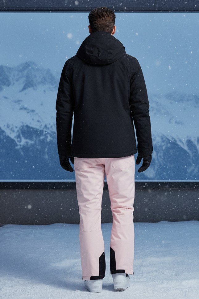 Pantalon De Ski Rose Pâle Homme Imperméable Coupe Droite Hiver - Polyester - vue 2