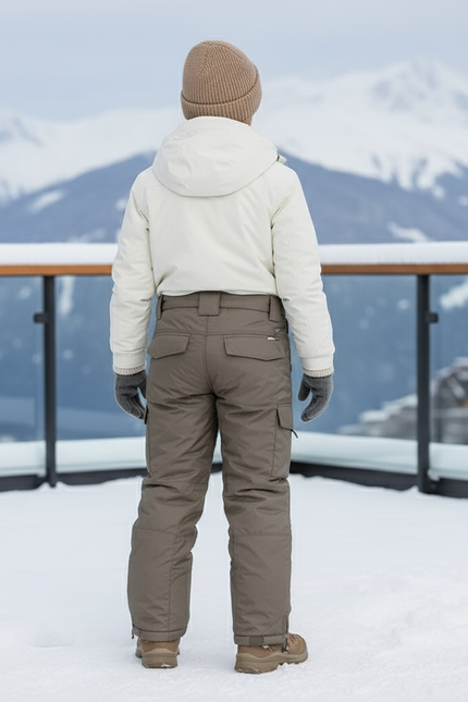 Pantalon De Ski Enfant Kaki Cargo Imperméable Hiver - Polyester - vue 2