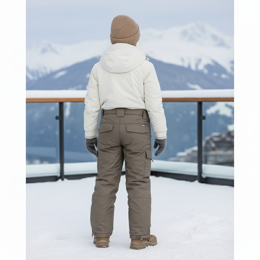 Pantalon De Ski Enfant Kaki Cargo Imperméable Hiver - Polyester - vue 2