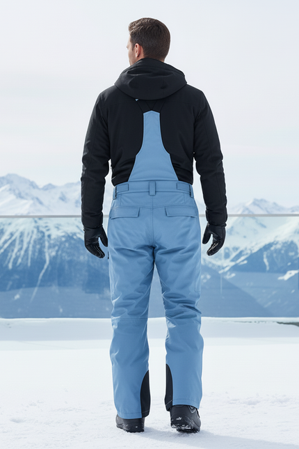 Pantalon De Ski Bleu Ciel Bretelles Imperméable Homme - Polyester - vue 2