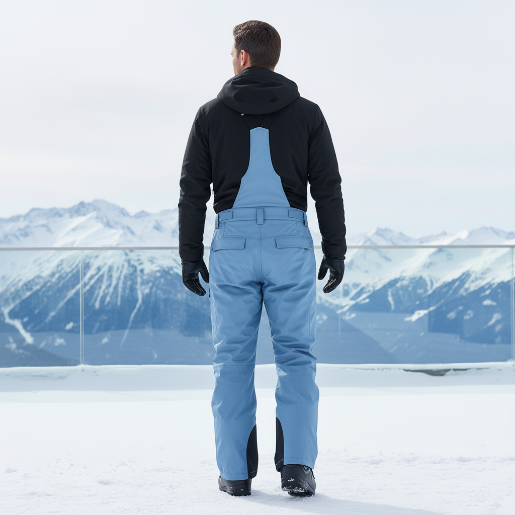 Pantalon De Ski Bleu Ciel Bretelles Imperméable Homme - Polyester - vue 2
