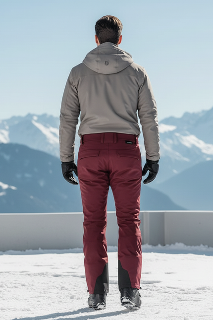 Pantalon De Ski Homme Bordeau Coupe Droite Imperméable - Bordeaux Polyester - vue 2