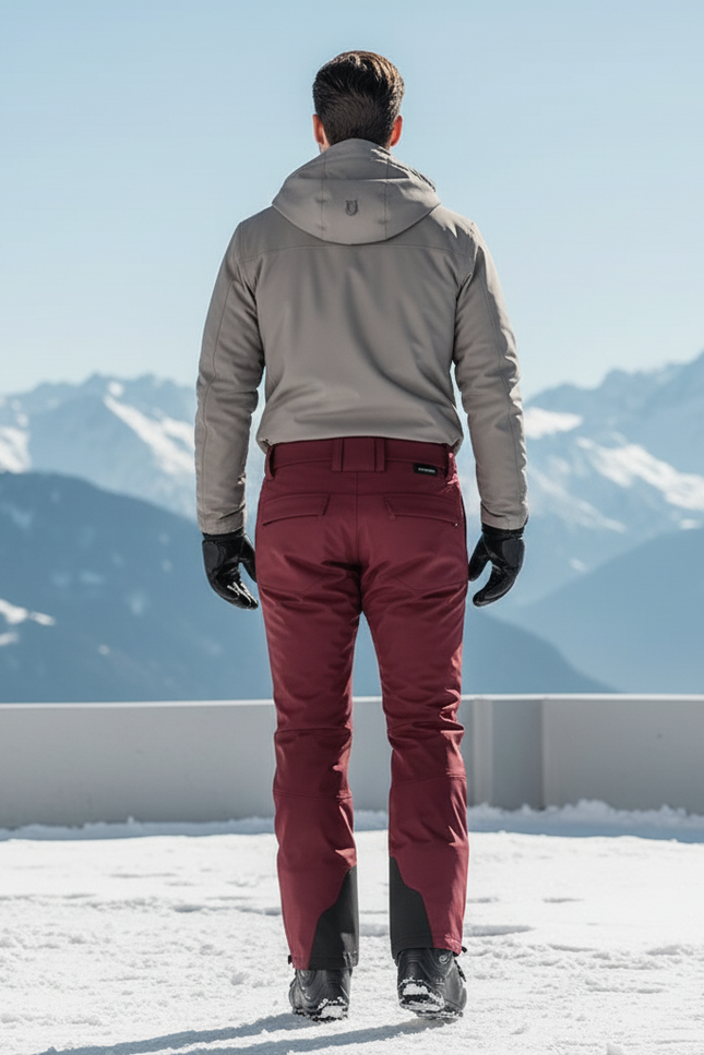 Pantalon De Ski Homme Bordeau Coupe Droite Imperméable - Bordeaux Polyester - vue 2