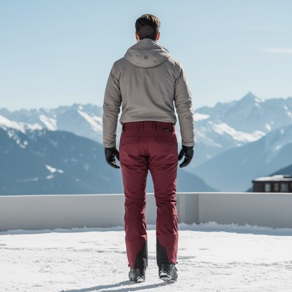 Pantalon De Ski Homme Bordeau Coupe Droite Imperméable - Bordeaux Polyester - vue 2