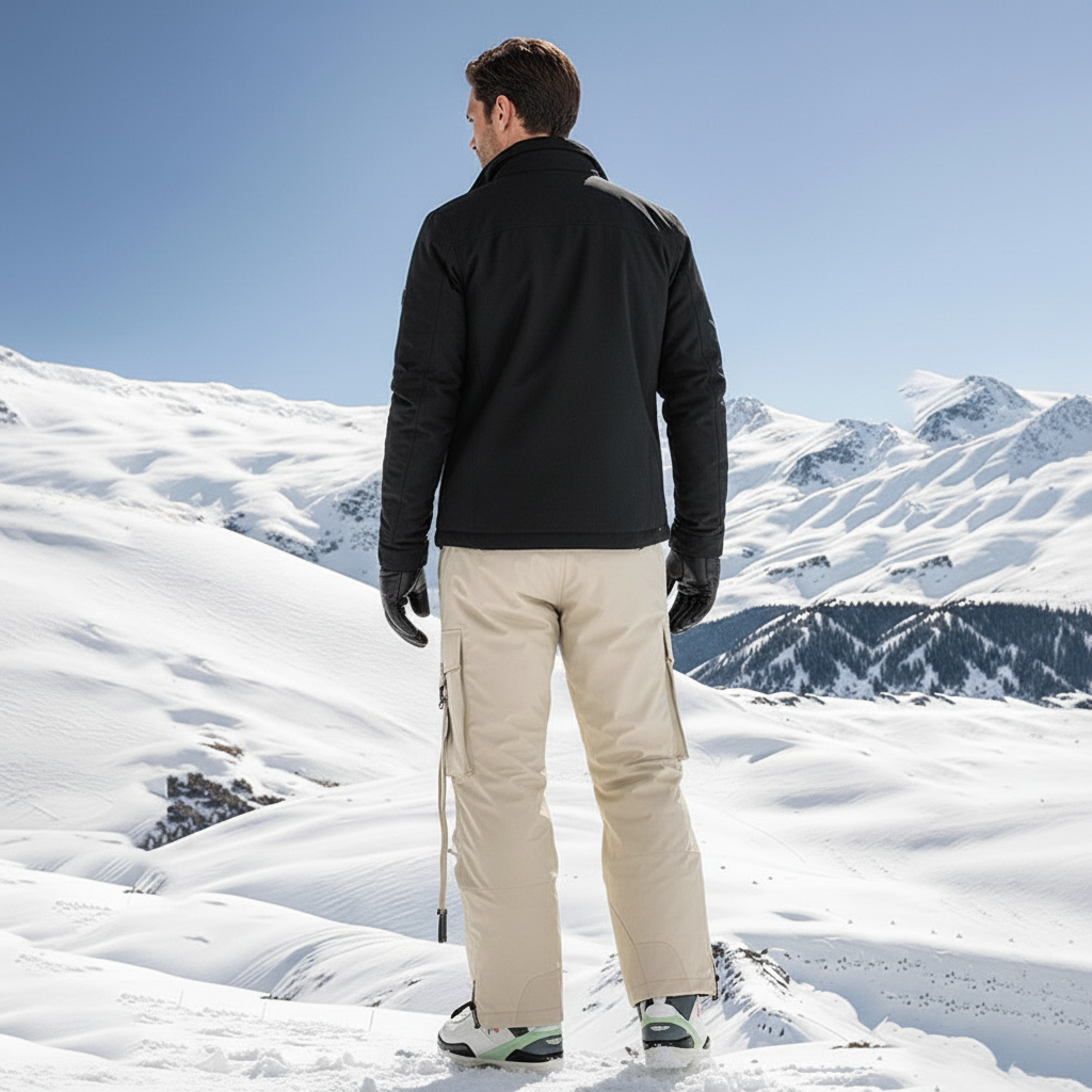 Pantalon De Ski Beige Cargo Ample Imperméable Homme - Polyester - vue 2
