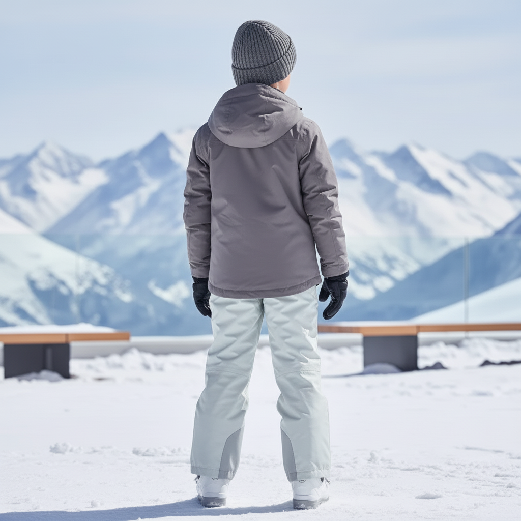 Pantalon De Ski Enfant Imperméable Thermique Gris Clair - Polyester - vue 2