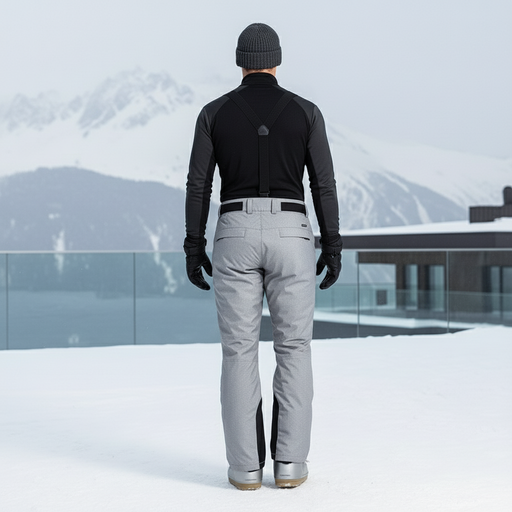 Pantalon De Ski Gris Slim Bretelles Imperméable Homme - Polyester - vue 2