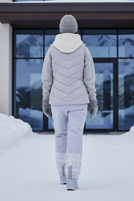 Pantalon De Ski Gris Motif Carreaux Ample Femme - Polyester - vue 2