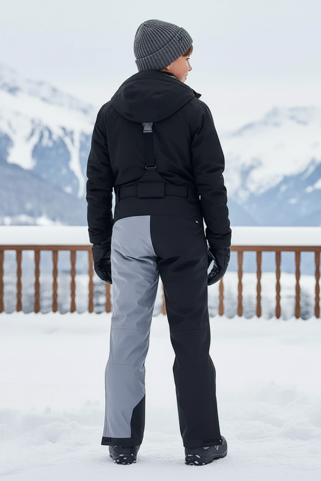 Pantalon De Ski Bicolore Gris Noir Imperméable Enfant - Multicolore Polyester - vue 2