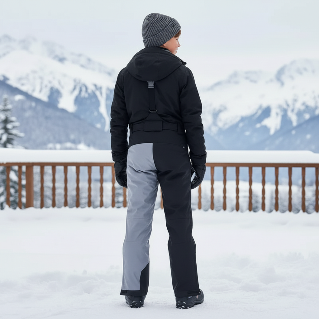 Pantalon De Ski Bicolore Gris Noir Imperméable Enfant - Multicolore Polyester - vue 2